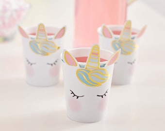 Unicorn Cups / Unicorn Party Cups / Unicorn Party / Unicorn Party Decorations / Unicorn Face Paper Cups / Gold Foil Unicorn Cup