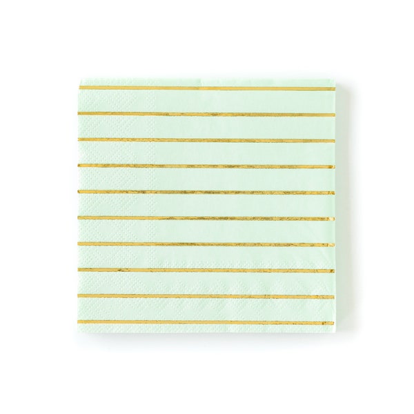Mint and Gold Striped Napkins / Mint and Gold / Striped Napkins / Baby Shower Napkin / Bridal Shower Napkin