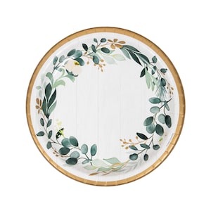 Eucalyptus Floral PLATTER sized Plates / Botanical Wedding Shower Plates / Floral Plate / Botanical Baby Shower / Modern Farmhouse Tableware