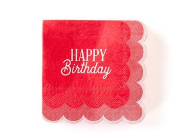 Pink Scalloped Happy Birthday Napkins / Pink Happy Birthday Napkins / Pink Birthday Napkins / Birthday Napkins / Birthday Party Napkins