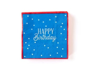 Blue Scalloped Happy Birthday Napkins / Blue Happy Birthday Napkins / Blue Birthday Napkins / Birthday Napkins / Birthday Party Napkins