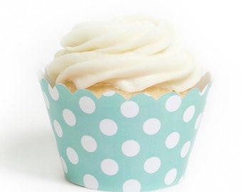 Light Blue Polka Dot Cupcake Wrappers / Cupcake Wrappers / Light Blue Cupcake Wrappers / Polka Dot Cupcake Wrappers /Boy Baby Shower