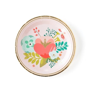 Modern Floral Small Plates / Garden Party Plate / Flower Plates / Bridal Shower Plate / Flower Party Plates / Floral Plates