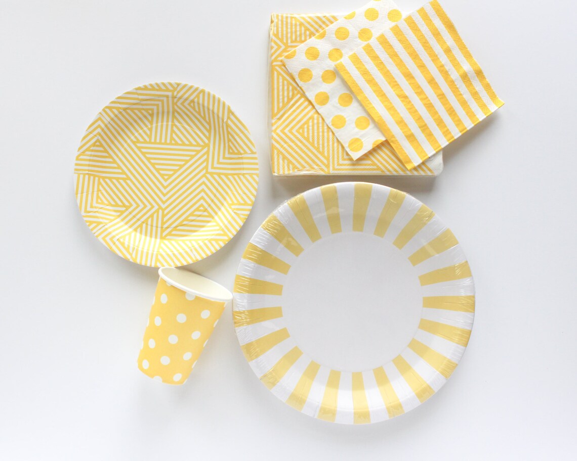 Yellow Striped Favor Bag / Yellow Favor Bag / Yellow Treat Bag Etsy