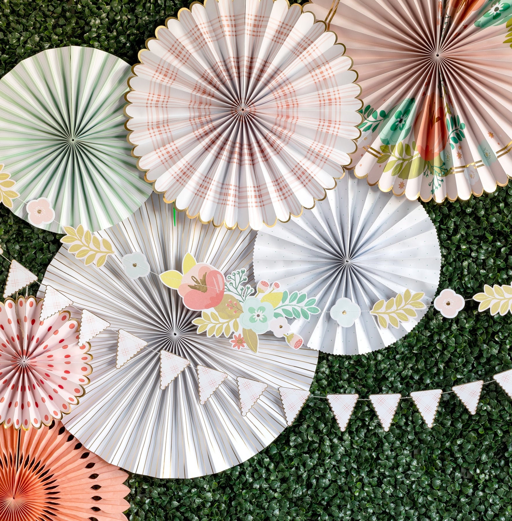 Garden Party Modern Floral Garland Floral Banner Spring Floral Bridal Shower Decor Baby Shower Decor Garden Party Decor
