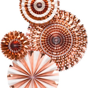 Rose Gold Foil Party Fan Set / Rose Gold Foil Fans / Party Fans / Paper Fans / Metallic Rose Gold / Rose Gold