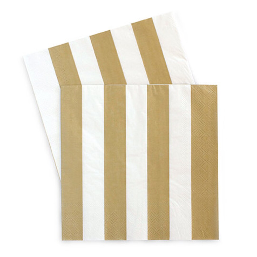 Gold Striped Napkins / Gold and White / Gold Napkins / Gold Etsy