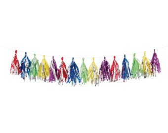 Rainbow Foil Tassel Garland / Birthday Party Garland / Tassel Garland / Rainbow Party / Birthday Party / Colorful Birthday / Rainbows
