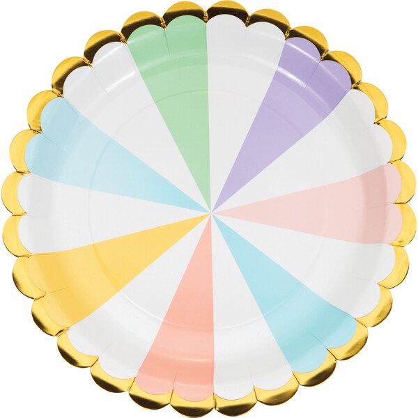 Pastel Celebrations Dinner Plate / Pastel Rainbow Plate 8ct / Ice Cream Birthday Party / Girls Birthday / Pastel Rainbow Party / Baby Shower