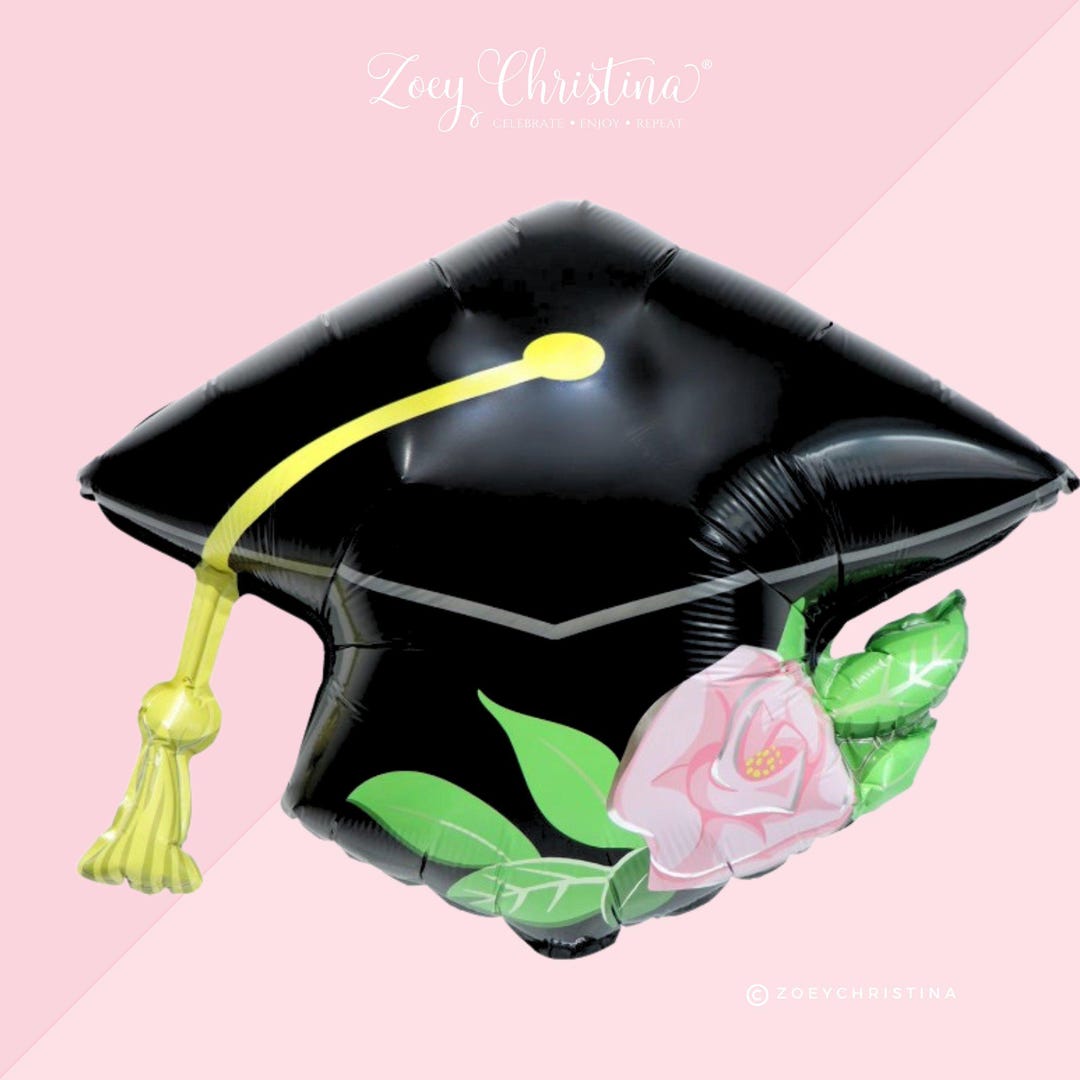 Floral Graduation Cap Foil Balloon | 26 X 22 Inch | Graduation Party ...