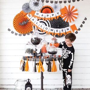 Halloween Tassel Banner / Black and Orange Banner / Party Banner / Tissue Tassel Banner / Black and Orange Decor / Halloween Decorations image 3