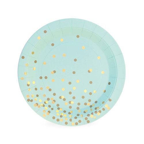24pcs Confetti Dot Small Paper Plates Pastel Blue/Pink/Mint