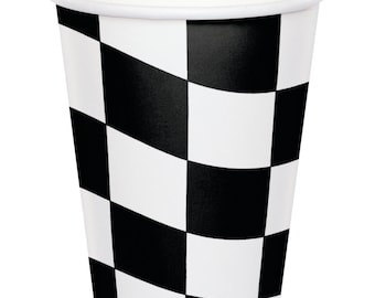 Checkered Flag Cups / Race Car Party / Race Car Party Cups / Race Car Tableware / Race Car Birthday Supplies /Vintage Race Car