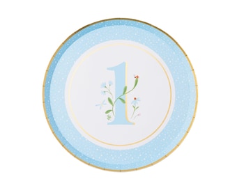1st Birthday Plates Boy | Blue First Birthday Decor | Baby Boy Party Supplies | Cake Plates | Dessert Table Decor | 8 Plates