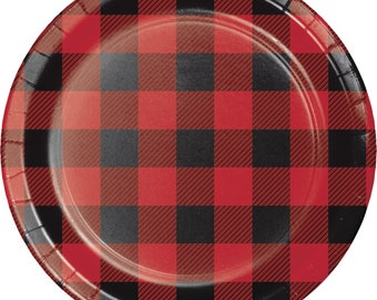 Lumberjack Paper Plates / Lumberjack Baby Shower / Lumberjack Birthday Party / Buffalo Plaid Dessert Plates / Buffalo Plaid Party Plates
