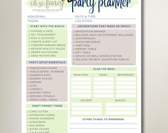Ultimativer Abschlussfeier-Planer | Checkliste PDF zum selbst ausdrucken | Grad Party Planungsvorlage | Abitur Abschlussfeier | Herunterladen