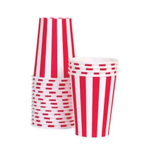 Red and White Cups / Red and White Stripe Cup / Red Stripe Cup / Red Paper Cup / Red Party Cup / Candy Cane Cup / Red Tableware / Carnival
