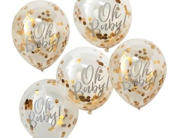 Oh Baby Gold Balloon / Confetti Balloons / Boy or Girl Balloon / Baby Shower Decor / Oh Baby Shower / Oh Baby Theme / Baby Shower Balloon