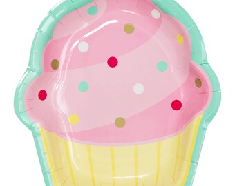 Cupcake Party Plates / Birthday Party / Bakery / Sweet Cakes Party / One Little Cupcake / Girl Birthday / Cupcake Birthday / Baby Shower