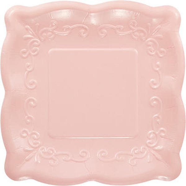 Pink Plate / Pink Paper Plate / Pink Square Plate / Pink Baby Shower Plate / Pink Bridal Shower Plate / Large Square Plate
