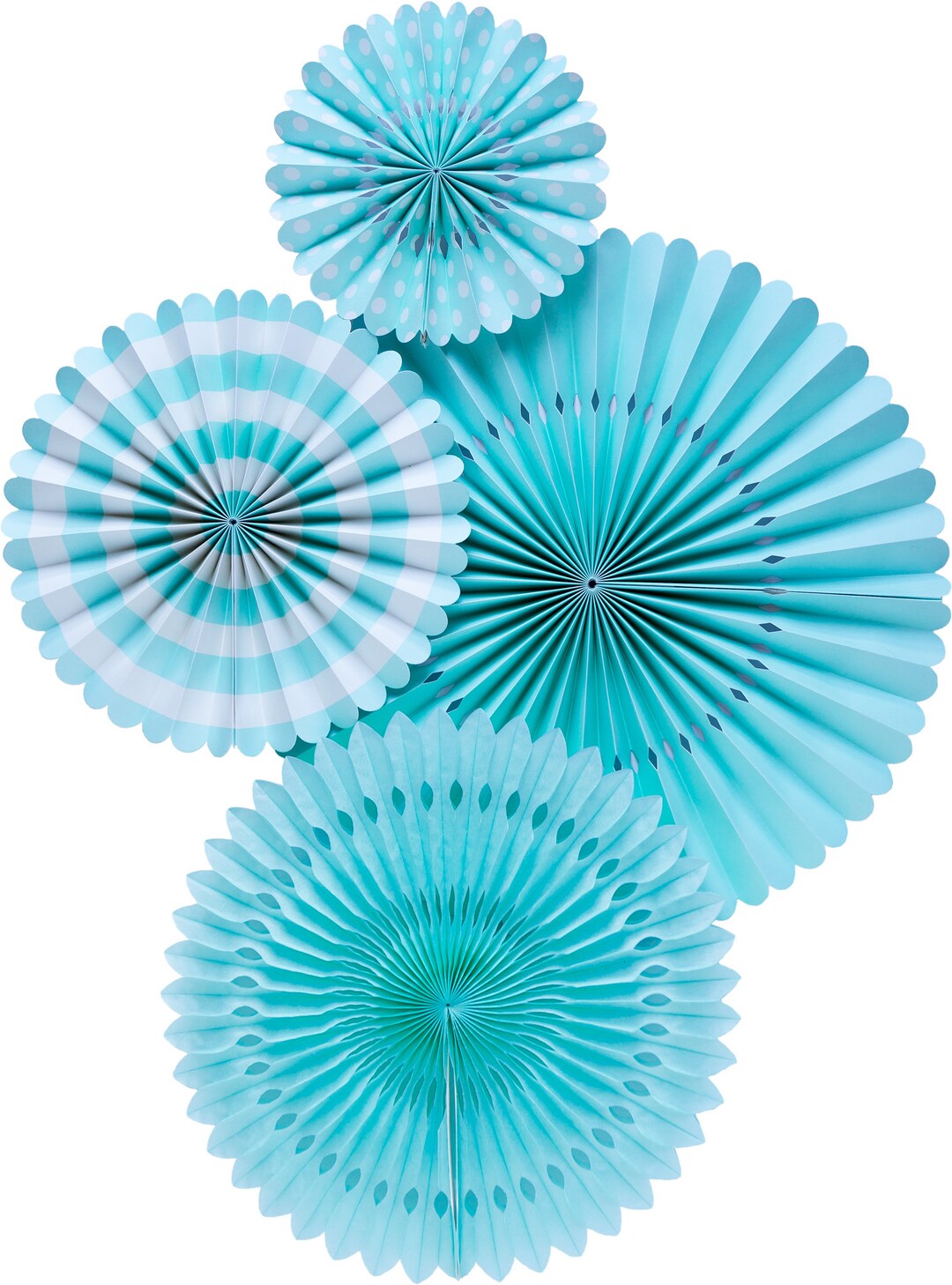 Blue Party Fan Set / Blue Fans / Party Fans / Paper Fans / Light Blue Fans / Party Decor