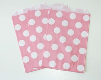 Light Pink Polka Dot Favor Bag / Pink Favor Bag / Pink Treat Bag / 12 bags / 7 x 4.75
