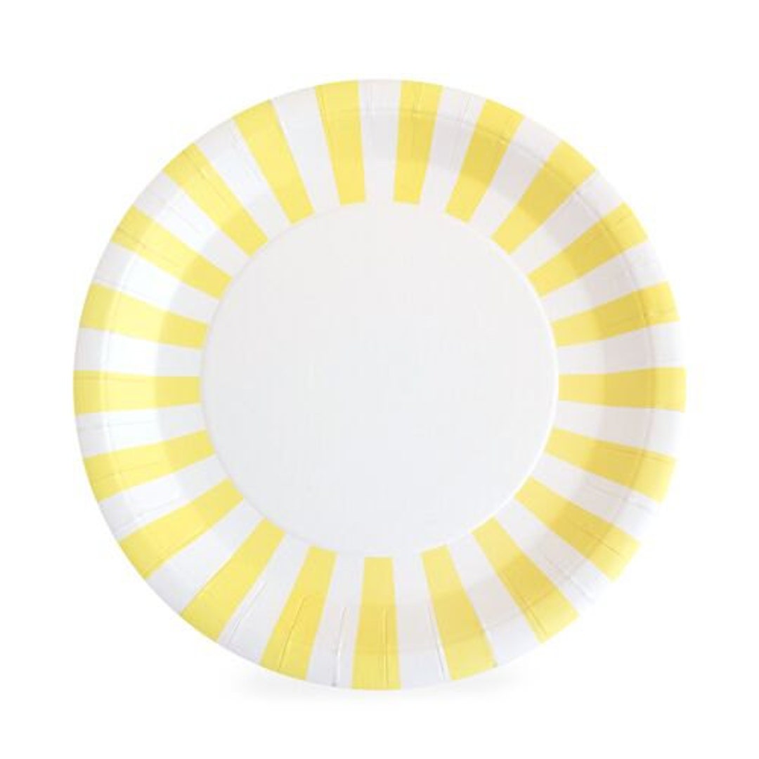 Yellow Dinner Plates / Yellow Paper Plates / Yellow Striped Etsy
