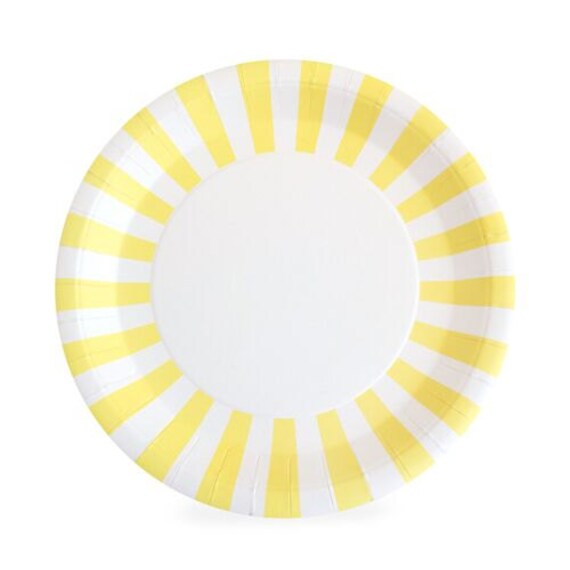 Yellow Dinner Plates / Yellow Paper Plates / Yellow Striped Etsy