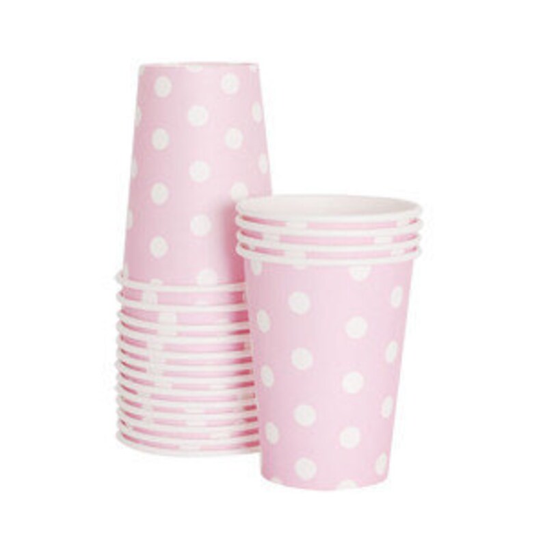 Pink and White Cups Pink and White Polka Dot Cup Pink Polka Dot Cup Bridal Shower Cup Baby Shower Cup Pink Paper Cup Pink Party