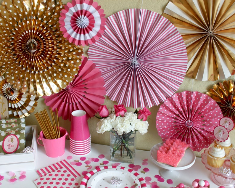 Gold Foil Party Fan Set / Gold Foil Fans / Party Fans / Paper Etsy