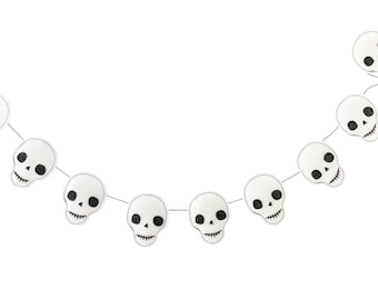 Halloween Party Skull Felt Garland | Halloween Skull Banner | Halloween Party Decorations | Halloween Decor | Haunted House Garland | Skulls
