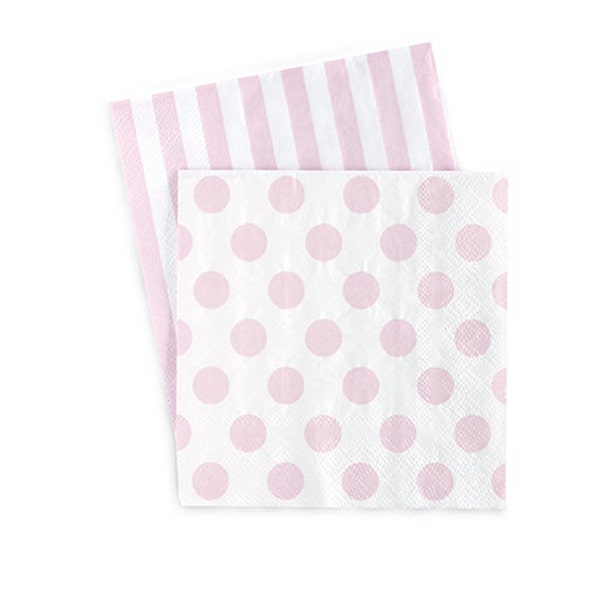 Pink and White Napkins / Pink and White / Pink Stripe Napkins / Pink Polka Dot Napkins