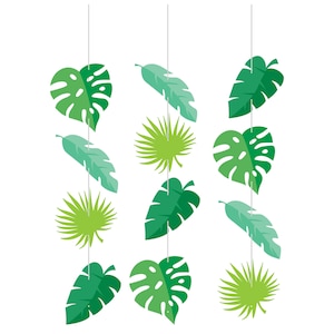 Tropical Leaf Hanging Decor / Tropical Leaf Banner / Tropical Banner / Luau / Tropical Party / Tropical Decor / Jungle Party / Luau Decor