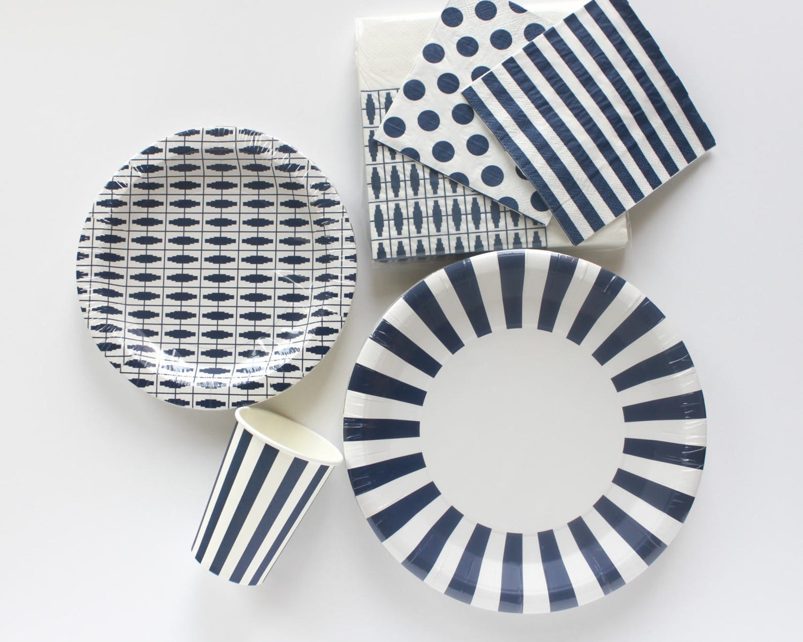 Navy Patterned Napkins / Navy and White Napkins / Navy Blue Etsy
