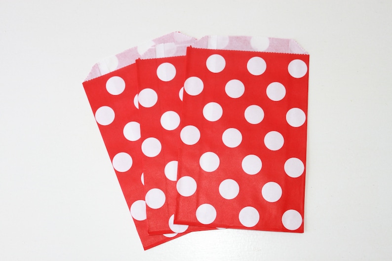 Red Polka Dot Favor Bag Red Favor Bag Red Treat Bag 12 bags 7 x 4.75