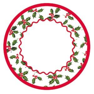 Holly Large Paper Plate / Christmas Party Tableware / Holly Berry Plates / Holly Jolly Christmas / Elegant Christmas Tableware/ Paper Plates