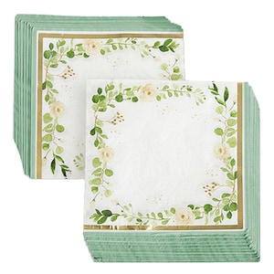 Botanical Garden Napkins / Garden Party Napkins / Bridal Shower Napkins / Wedding Napkins / Greenery Tableware / Bridal Shower / Tea Party