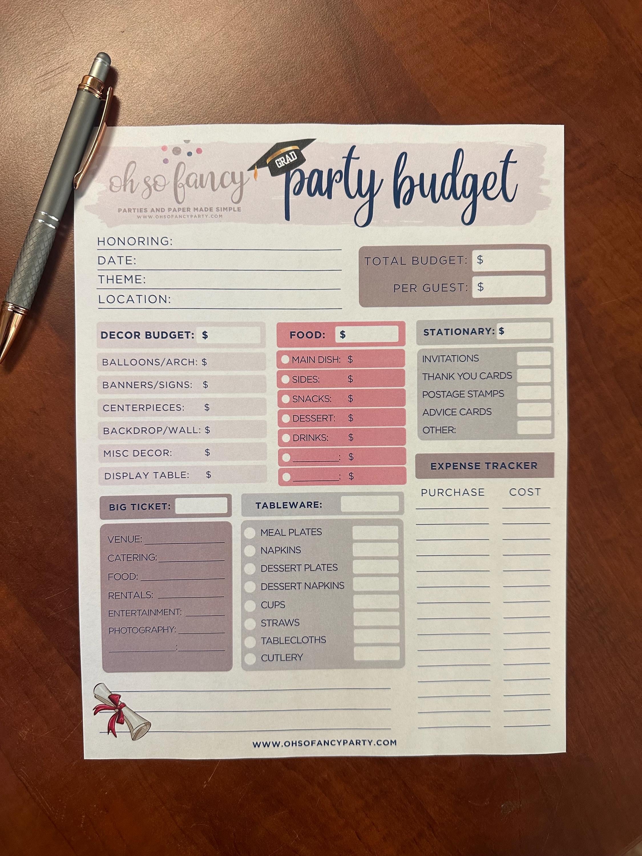 Printable Graduation Party Budget Guide | Grad Party Planner | Instant ...