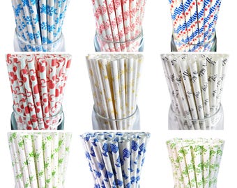 Paper Party Straws | Eco Friendly Drinking Straws for Birthday Baby Shower Wedding | Striped Paper Straws | Colorful Paper Straws