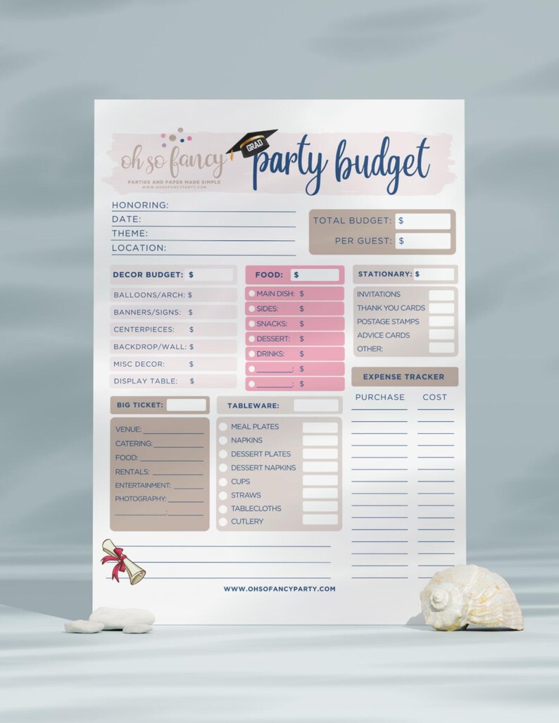 Graduation Budget Sample Printable Graduation Party Budget Guide | Grad Party Planner | Instant ...
