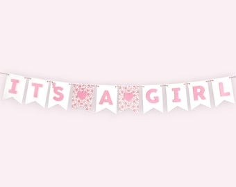 It's A Girl Pink Felt Banner | Girl Baby Shower Banner | It's a Girl | Baby Girl Banner | Baby Girl Shower Garland | Girl Baby Shower Decor