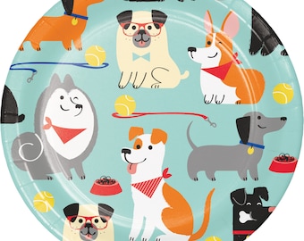 Dog Party Plates / Dog Paper Plate / Dog Small Plate / Dog Paw-ty / Doggie Pawty / Doggie Birthday / Dog Party / Puppy Party / Puppy Plate