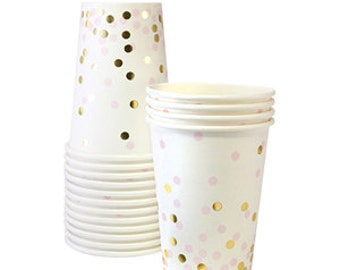 Pink and Gold Confetti Cups / Pink and Gold Cup / Confetti Cup