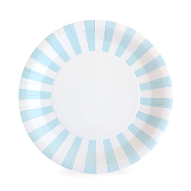 Light Blue Dinner Plates Blue Party Plates Blue Paper Plates Light Blue Striped Party Plates Baby Boy Shower Plates Gender Reveal