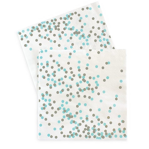 Light Blue and Silver Confetti Napkins Blue and Silver Confetti Napkins Baby Shower Napkins Gender Reveal Napkins Winter