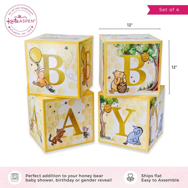 Winnie-the-Pooh Bear Baby Block Boxes