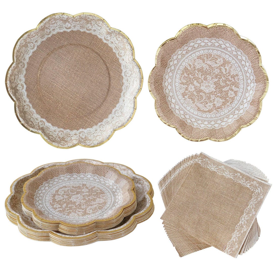 Rustic Lace Decorative Tableware for Bridal Showers, Weddings or Baby ...
