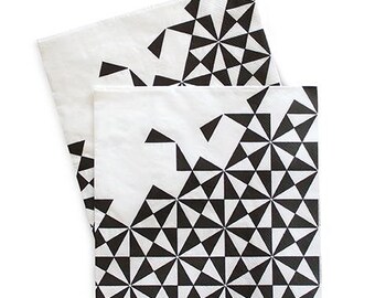 Black Patterned Napkins / Black and White Napkins / Black Napkins / BBQ Napkins / Picnic Napkins / Birthday Party Napkins