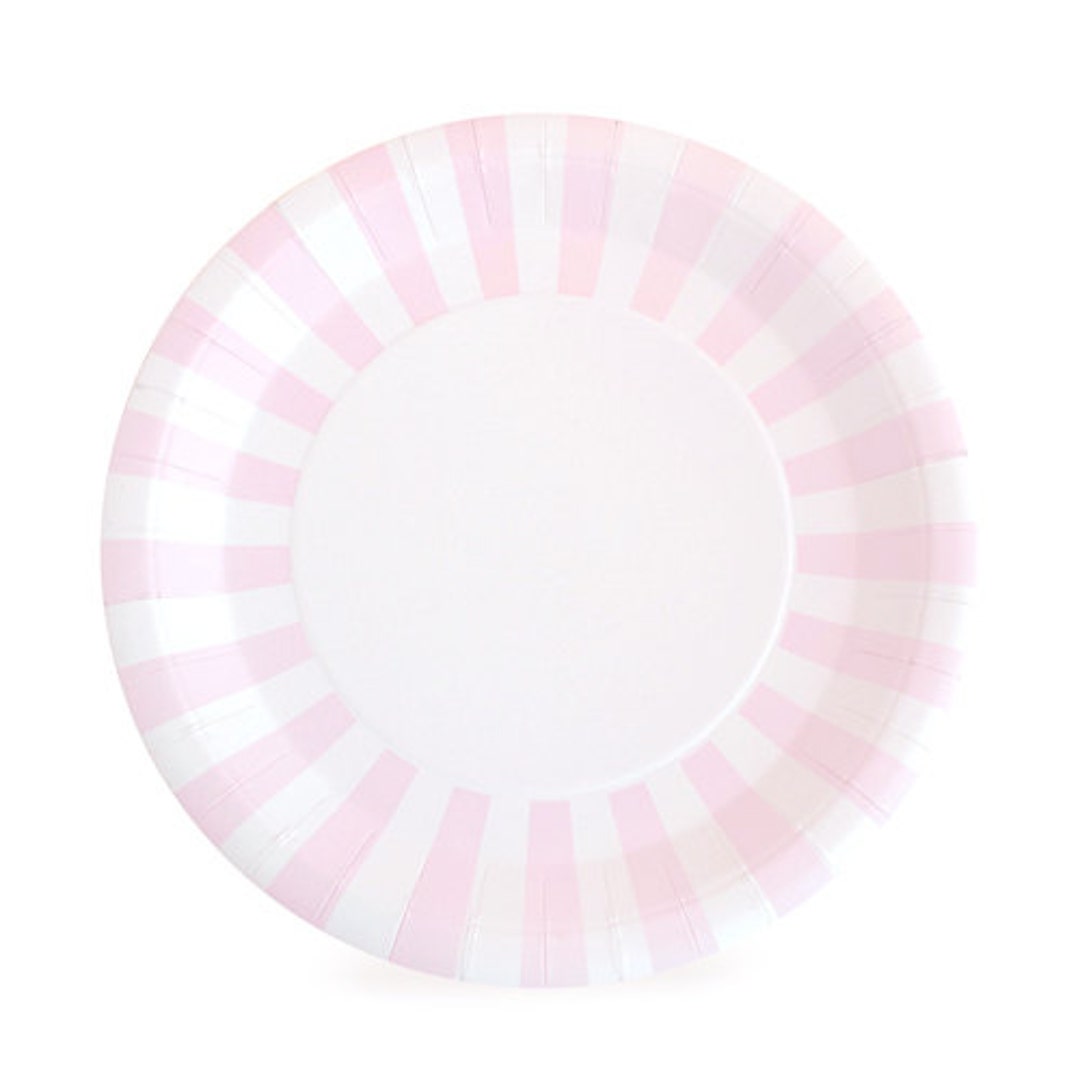 Light Pink Dinner Plates / Pink Paper Plates / Light Pink Striped Party