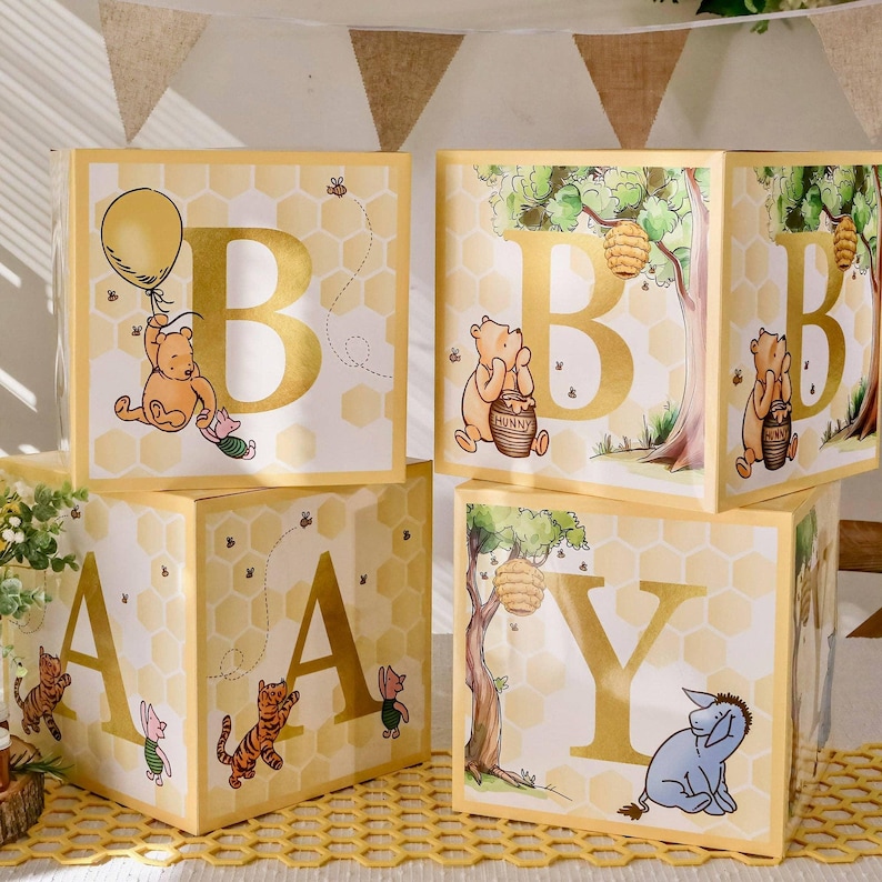Winnie-the-Pooh Bear Baby Block Boxes